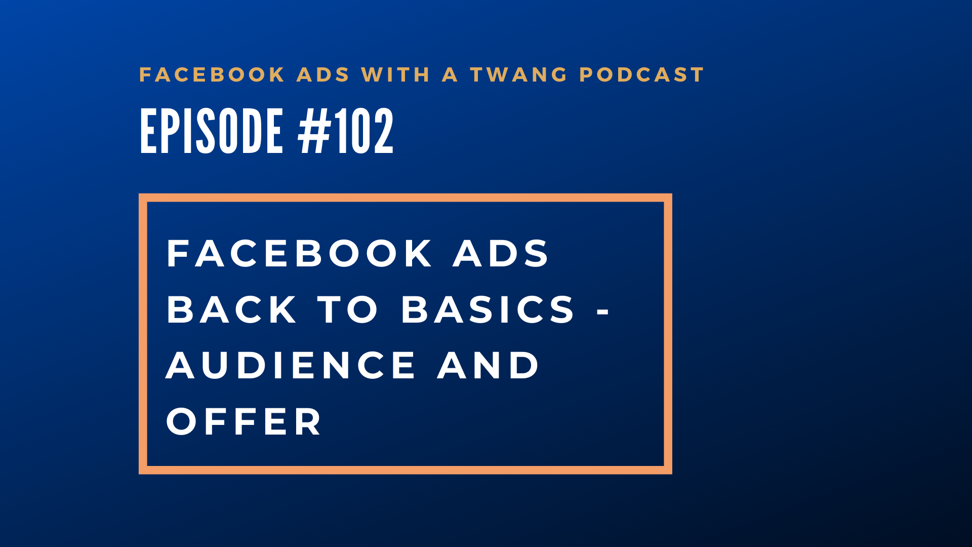 Episode #102 – Facebook ads back to basics – audience and offer