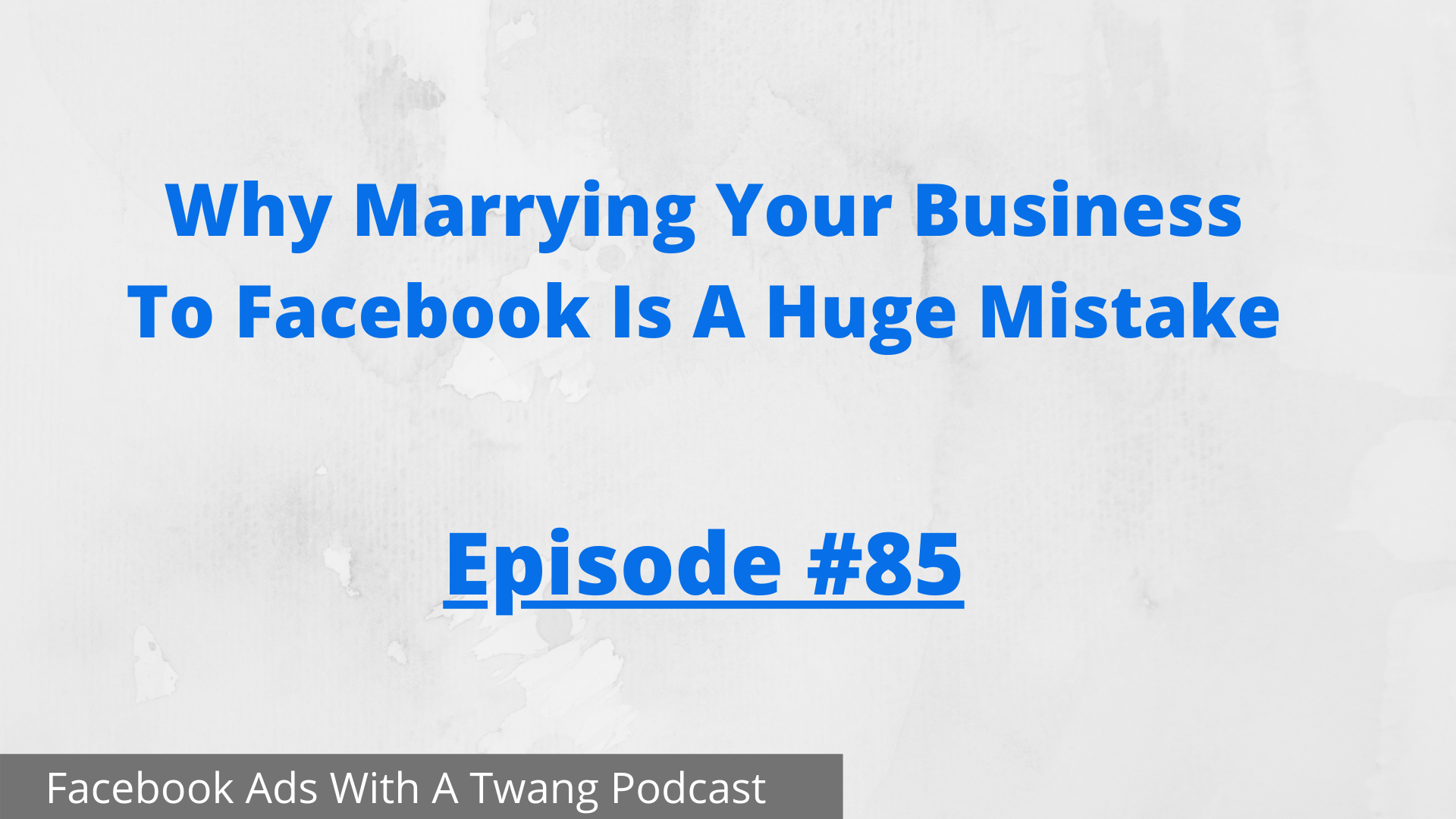 Episode #85 –  Why marrying your business to Facebook is a huge mistake